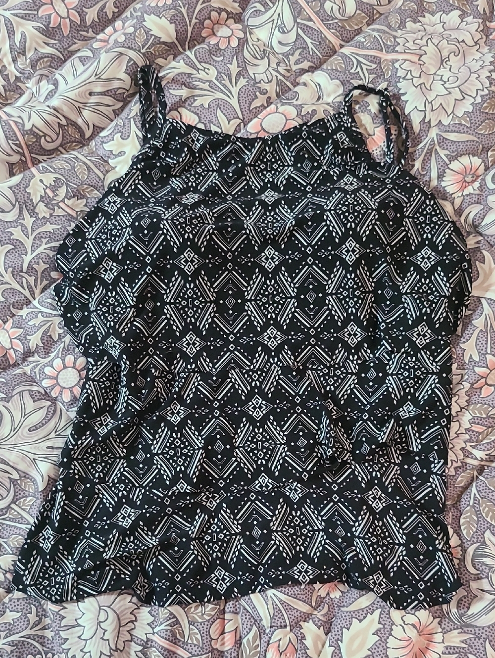 Geometric Black Swim Top